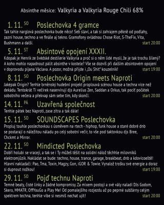 K listopadu Ti naservírujeme nabídku víc než lákavou: poslechovky rozmanitých stylů od funk housu, hiphopu, dbn až po...