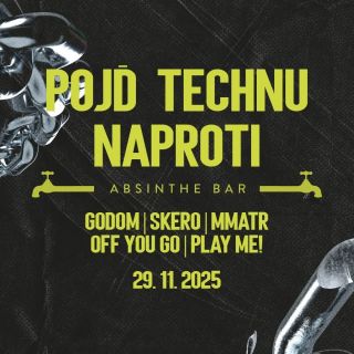 Temné beaty, čisté linky a žádné kompromisy. Za mixem postojí a své vály naladí DJs Godom, Skero, MMATR, OffYouGo a Play...